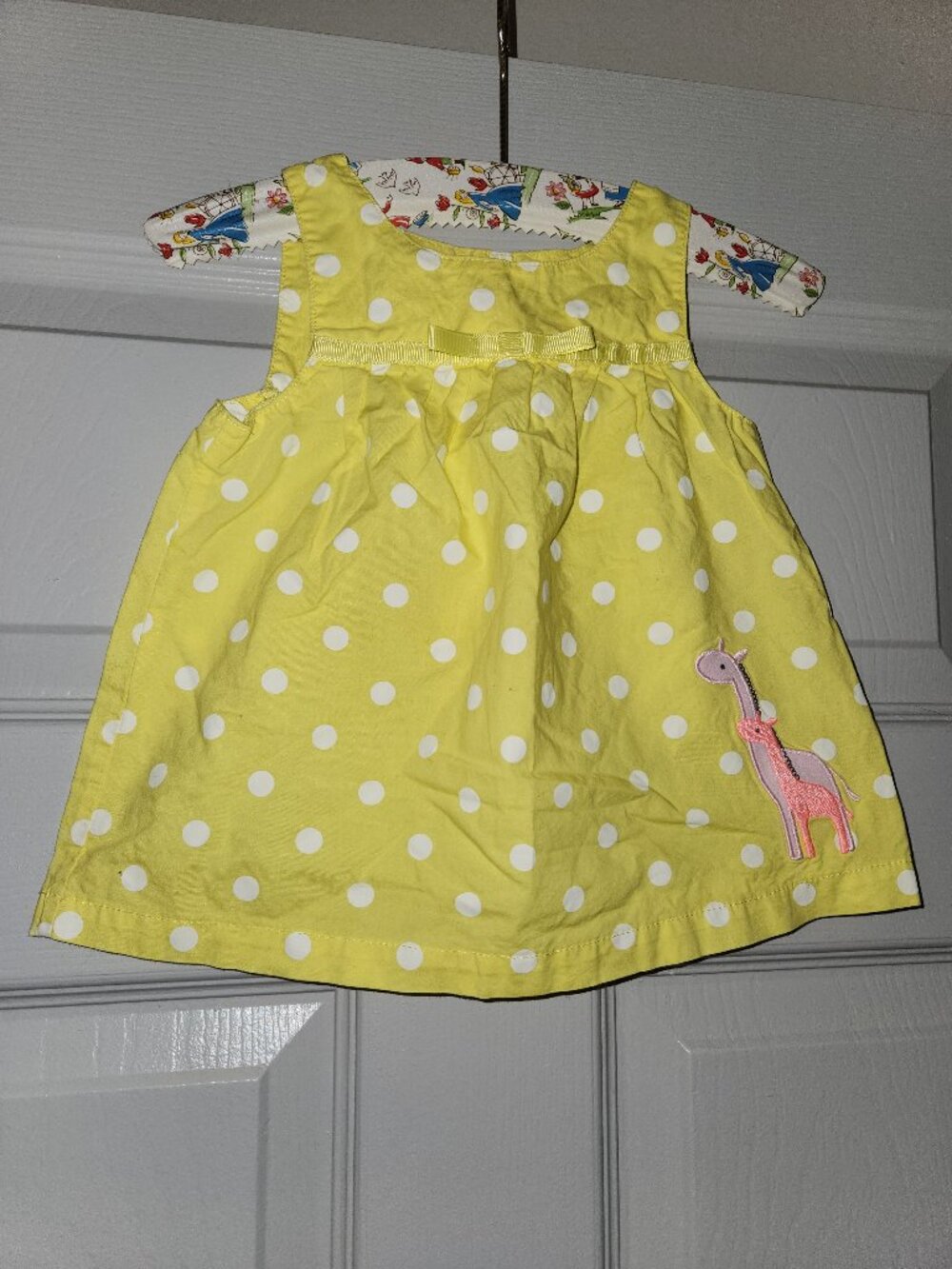 Carter’s Just One You Baby Girl Dress 12M Yellow Polka Dot Giraffe